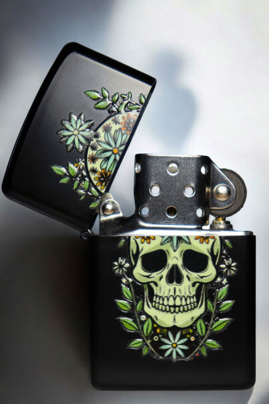 Floral Skull Çakmak - Fossil Lighter